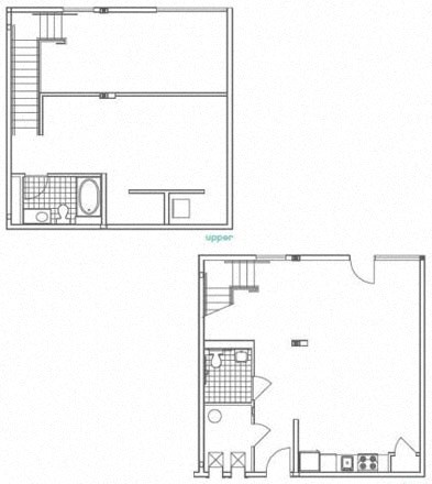 Floor plan for 1 bed, 1.5 baths, 1260 sqft